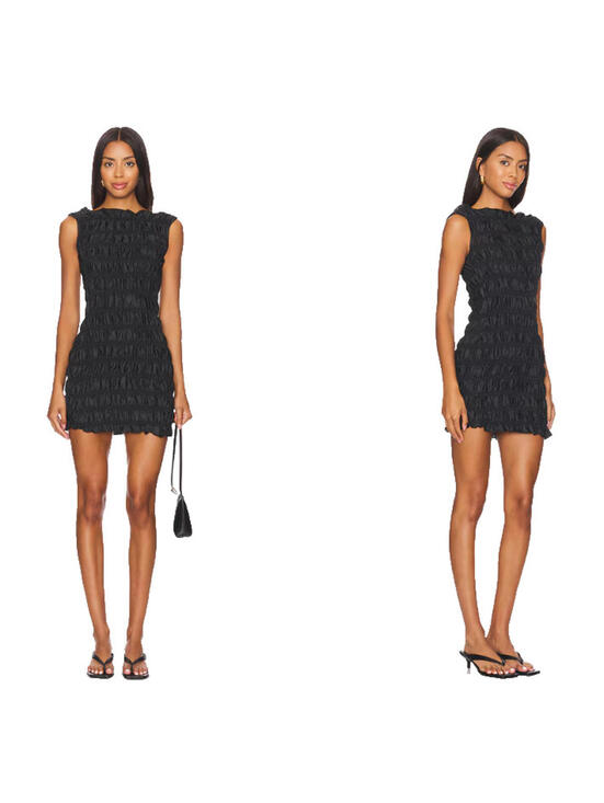 Lioness Dresses & Skirts - Lioness Guccio Mini Dress Onyx Black Ruched Sleeveless Size S NWT $87MSRP